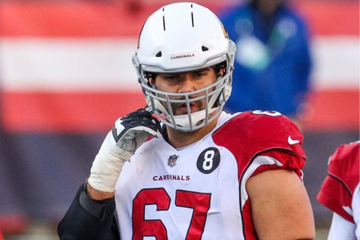 Arizona Cardinals offensive lineman Justin Pugh (67) against the New England Patriots at Gillette Stadium.